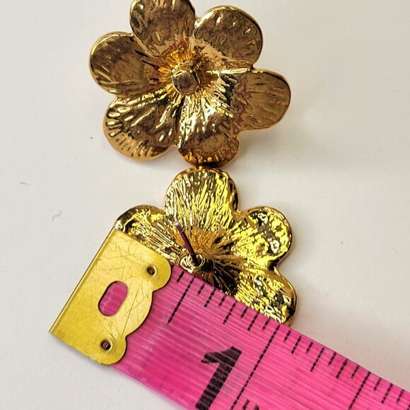Gold Flower Earrings - Picture 7 of 8